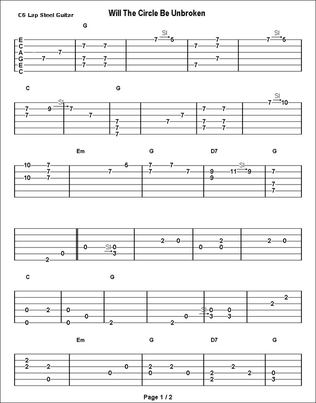 Lap Steel Guitar Chords Chart